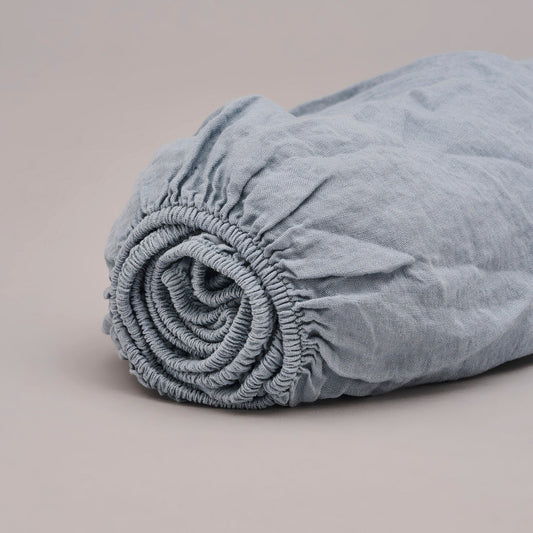 Leinen-Spannbettlaken Mediterran Blau LEINEREI