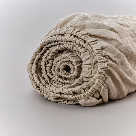 Leinen-Spannbettlaken Sand LEINEREI