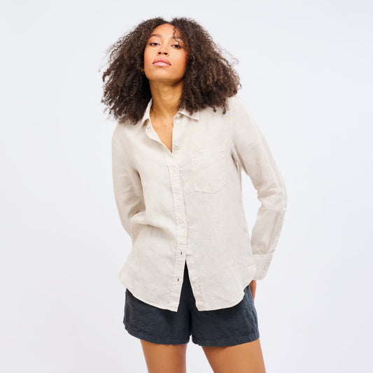 Leinenbluse Damen Sand Beige