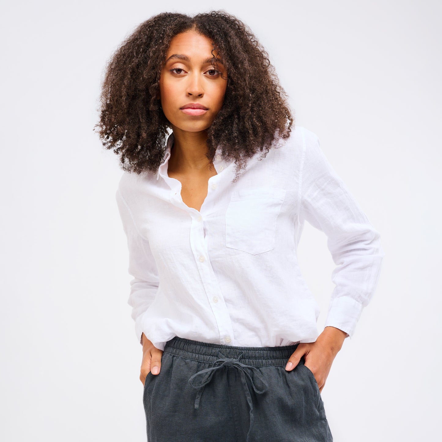 Leinenhose Damen Cozy Anthrazit