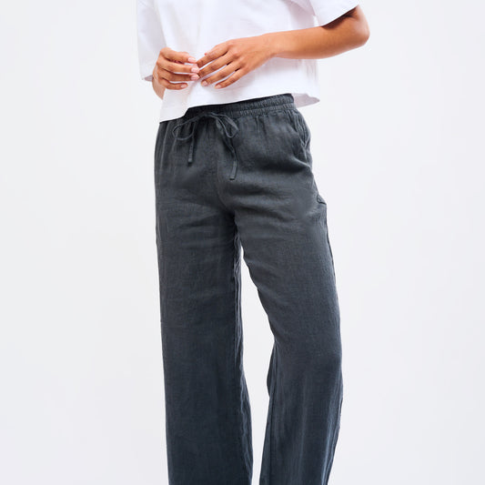 Leinenhose Damen Cozy Anthrazit