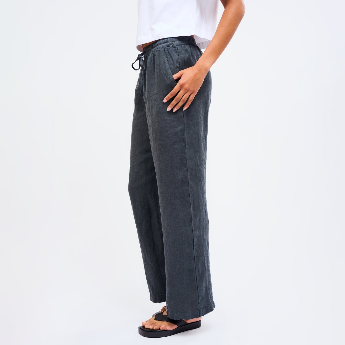 Leinenhose Damen Cozy Anthrazit