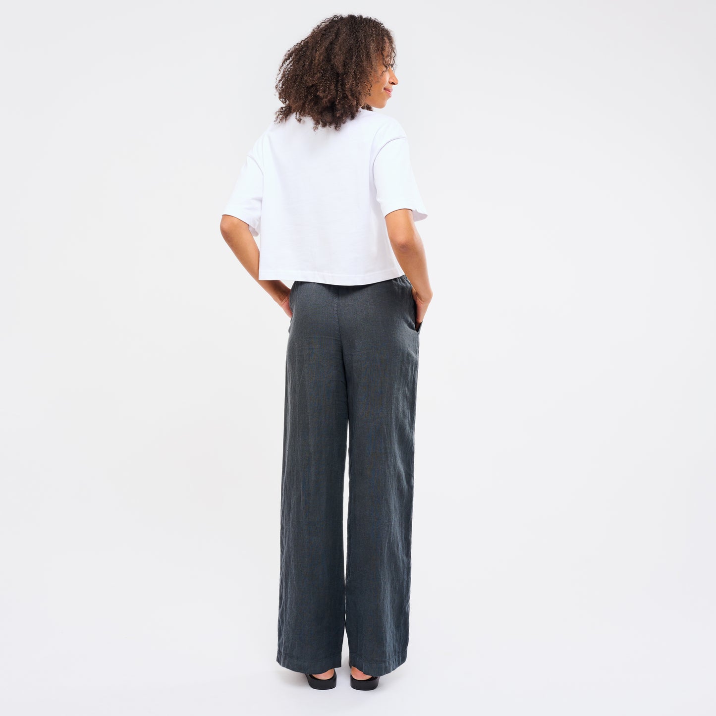 Leinenhose Damen Cozy Anthrazit