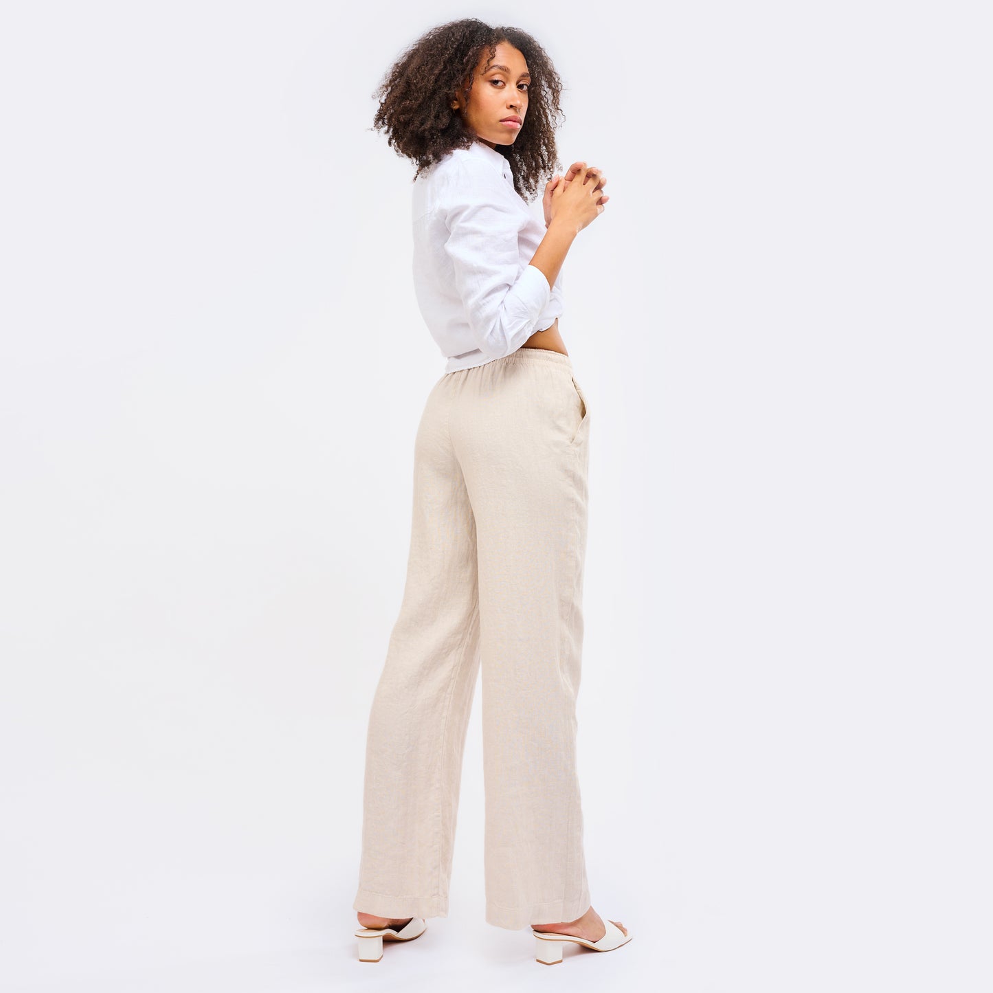 Leinenhose Damen Sand Beige