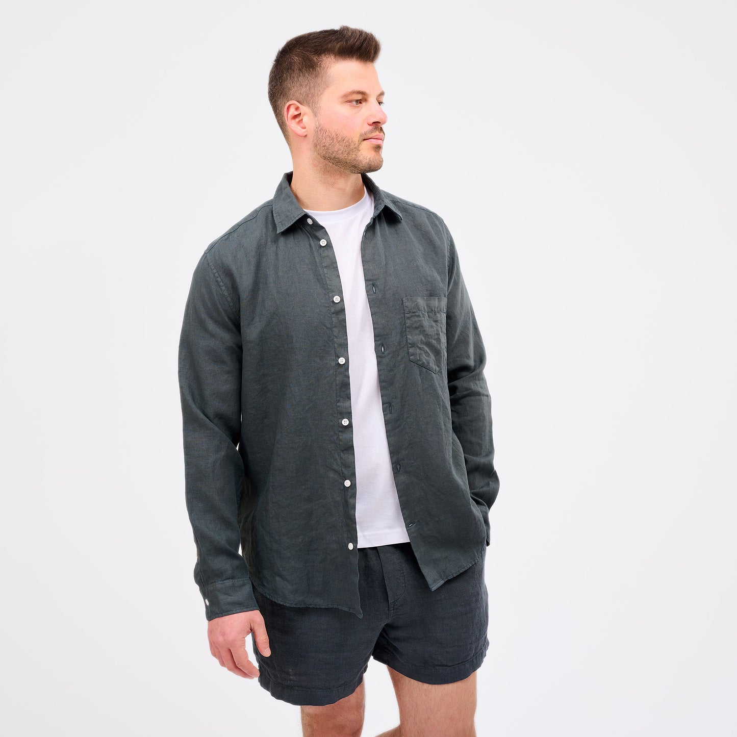 Leinen Shorts Herren Cozy Anthrazit