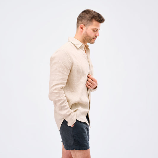 Leinenhemd Herren Sand