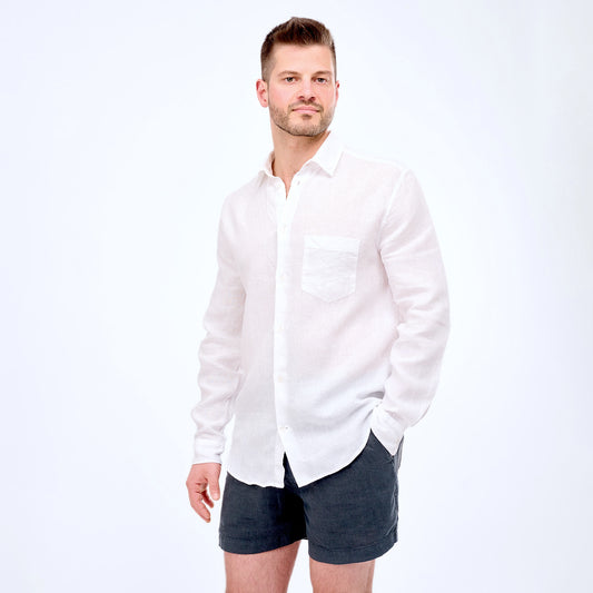 Leinenhemd Herren Alpinweiß