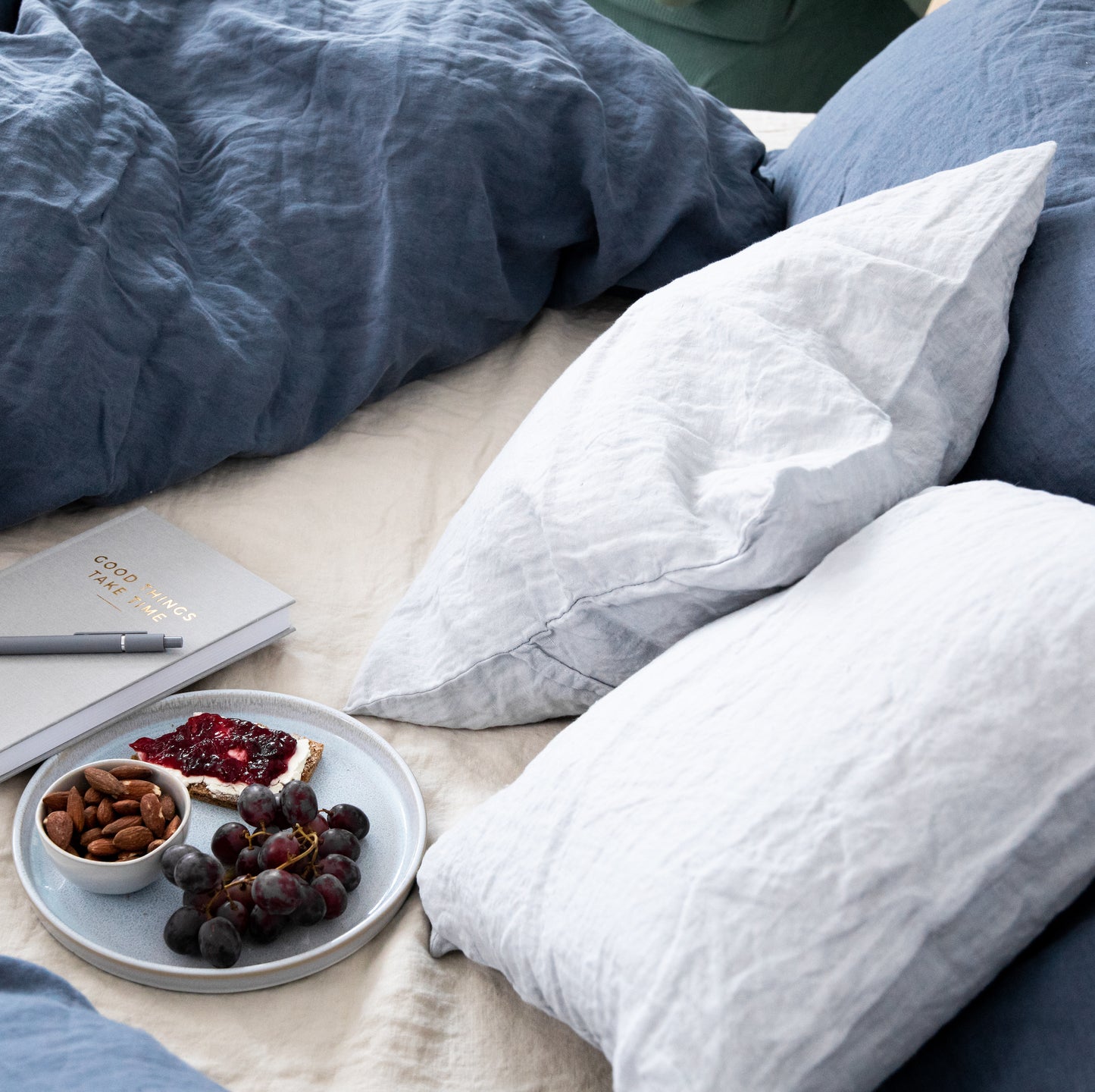 Leinen-Spannbettlaken Sand