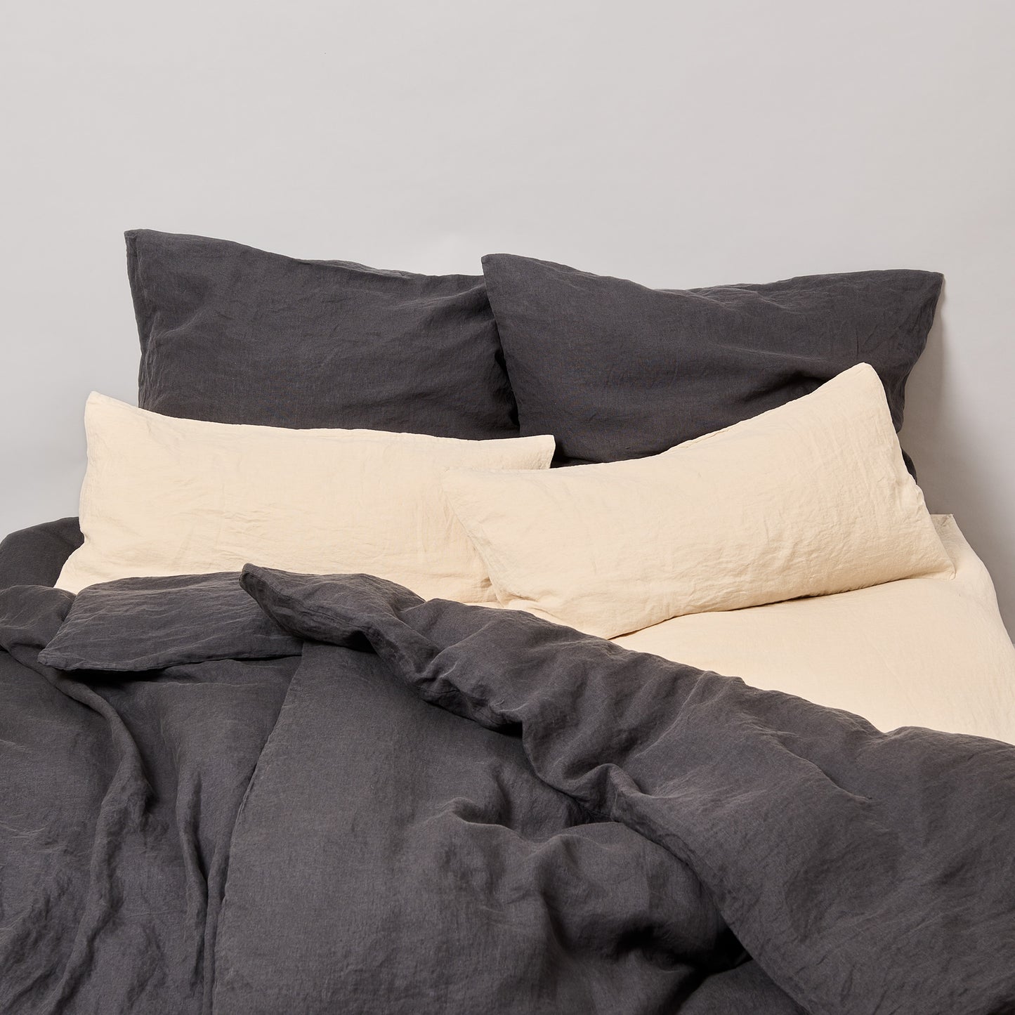Leinen-Kissenbezug Cozy Anthrazit
