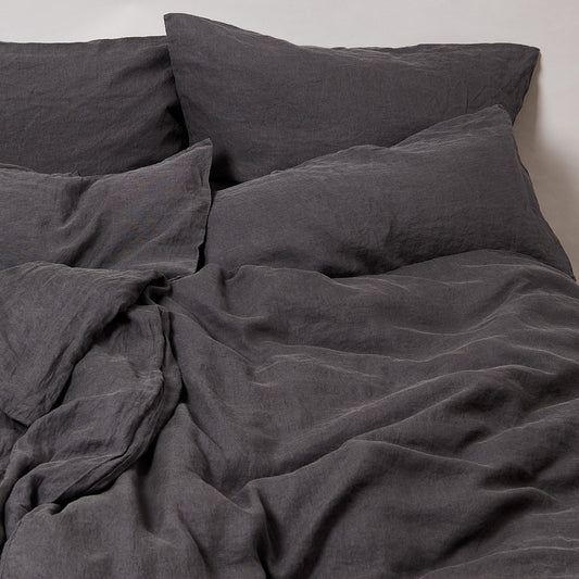Leinen-Deckenbezug Cozy Anthrazit