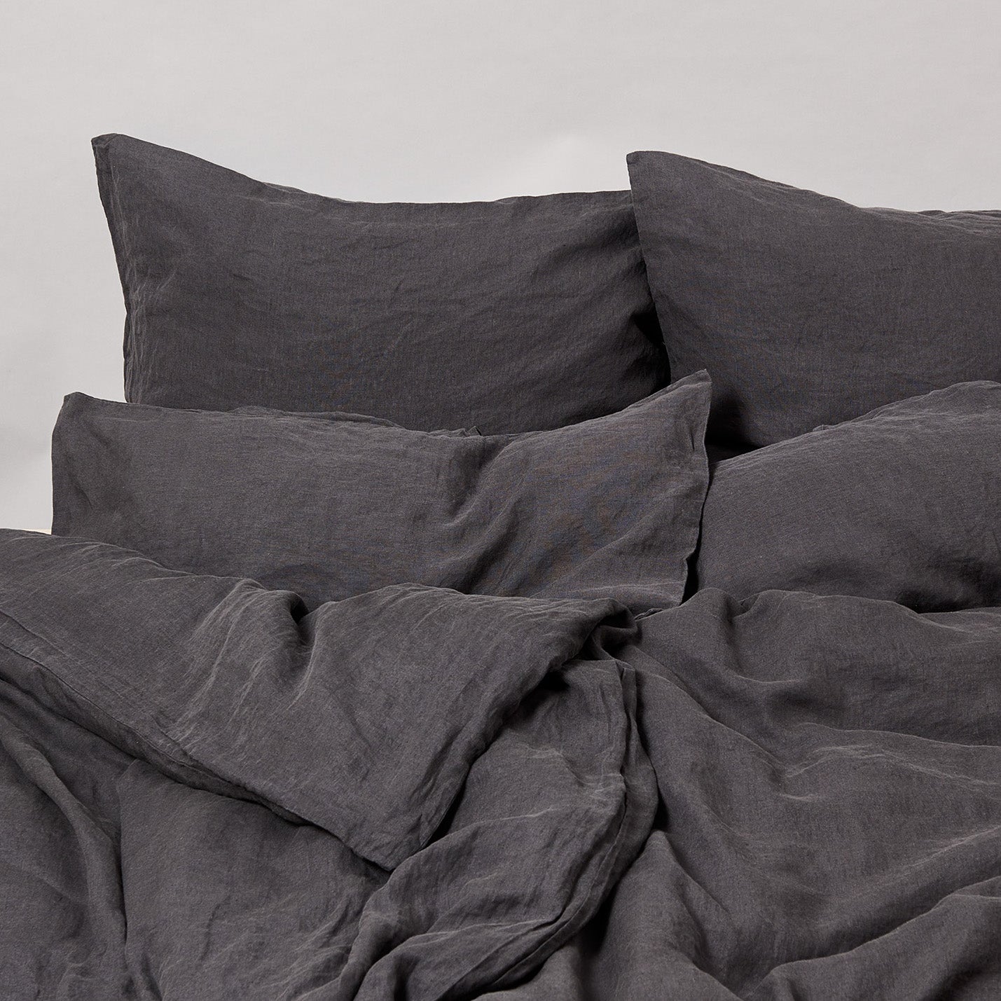 Leinen-Kissenbezug Cozy Anthrazit