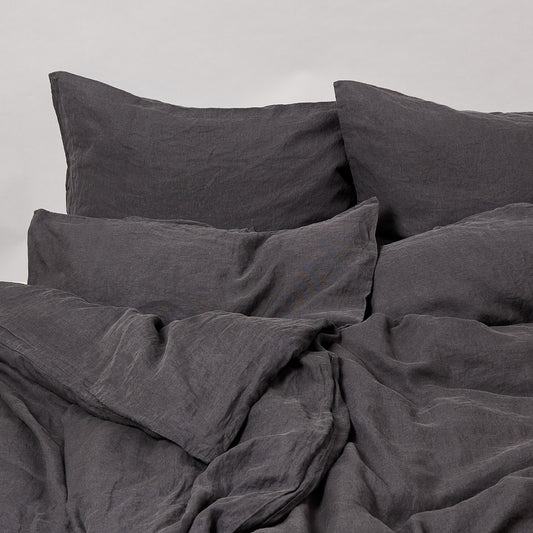 Leinen-Kissenbezug Cozy Anthrazit