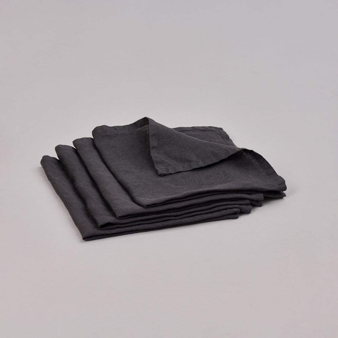 Leinen-Servietten Cozy Anthrazit, 4 Stück