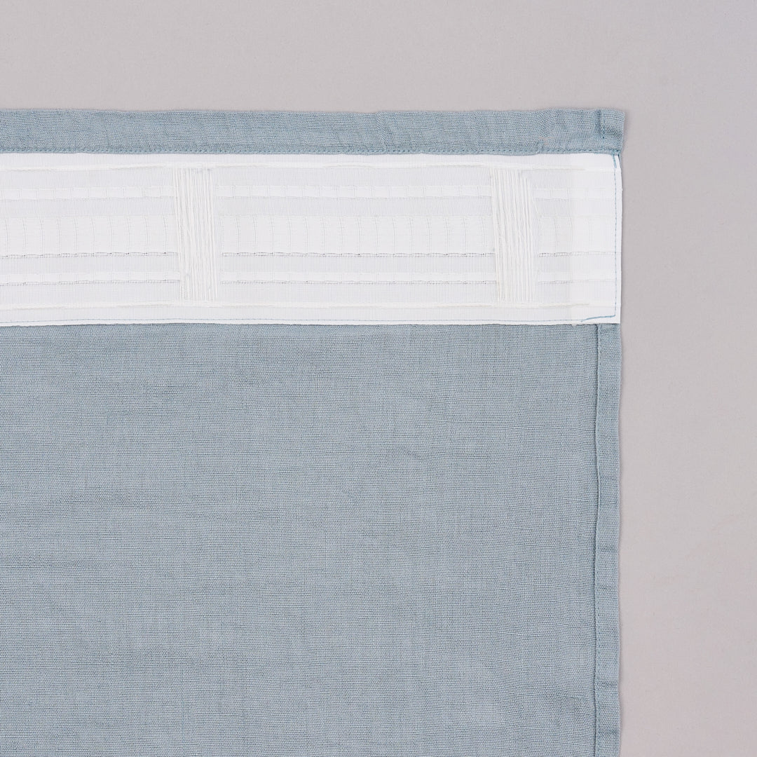 Leinen-Vorhang Mediterran Blau, 2 Stück