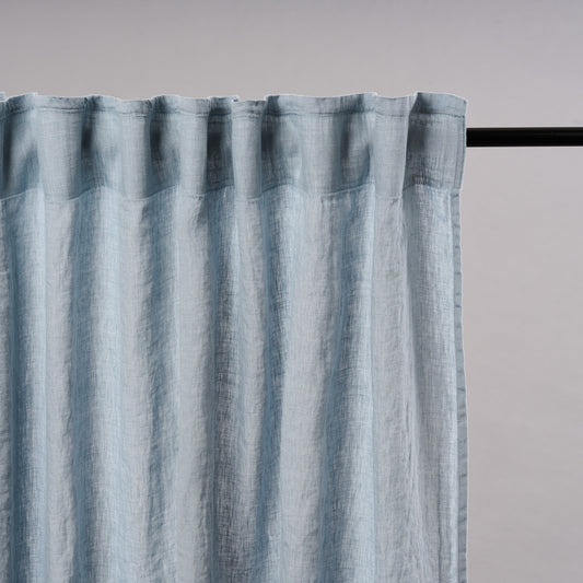 Leinen-Vorhang Mediterran Blau, 2 Stück