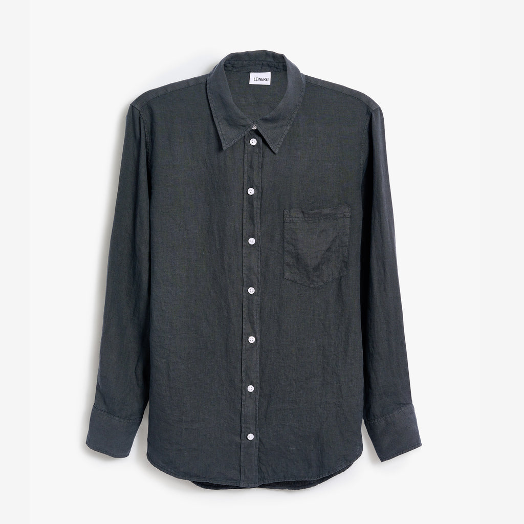 Leinenbluse Damen Cozy Anthrazit