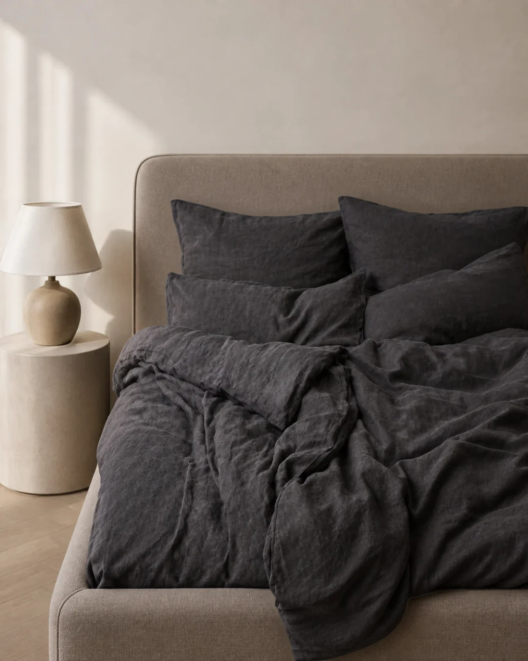 Leinen-Bettdeckenbezug Cozy Anthrazit