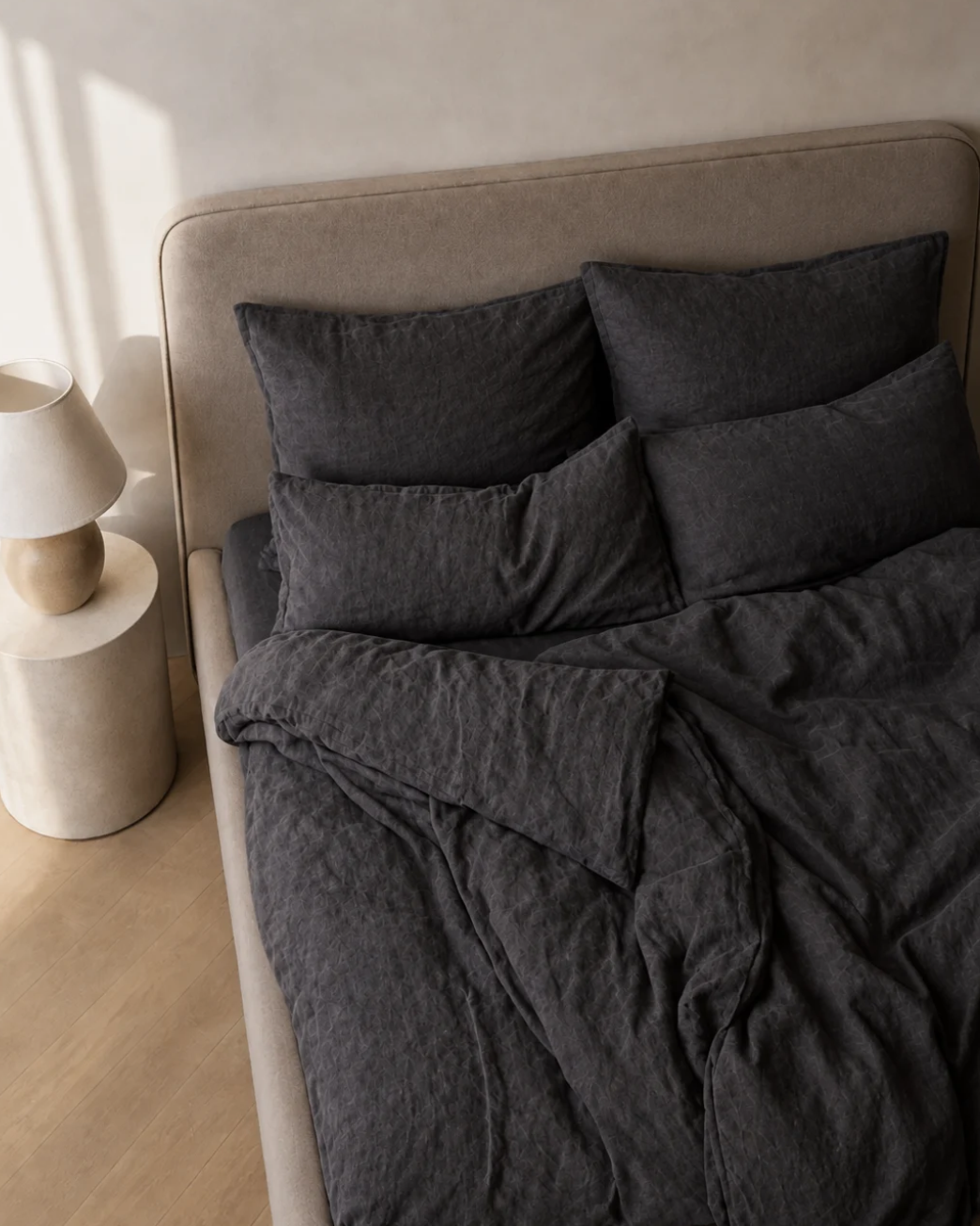 Leinen-Bettdeckenbezug Cozy Anthrazit