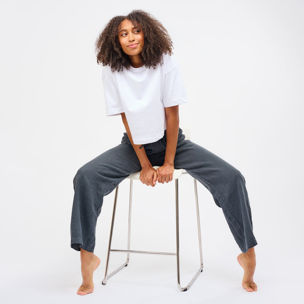 Leinenhose Damen Cozy Anthrazit