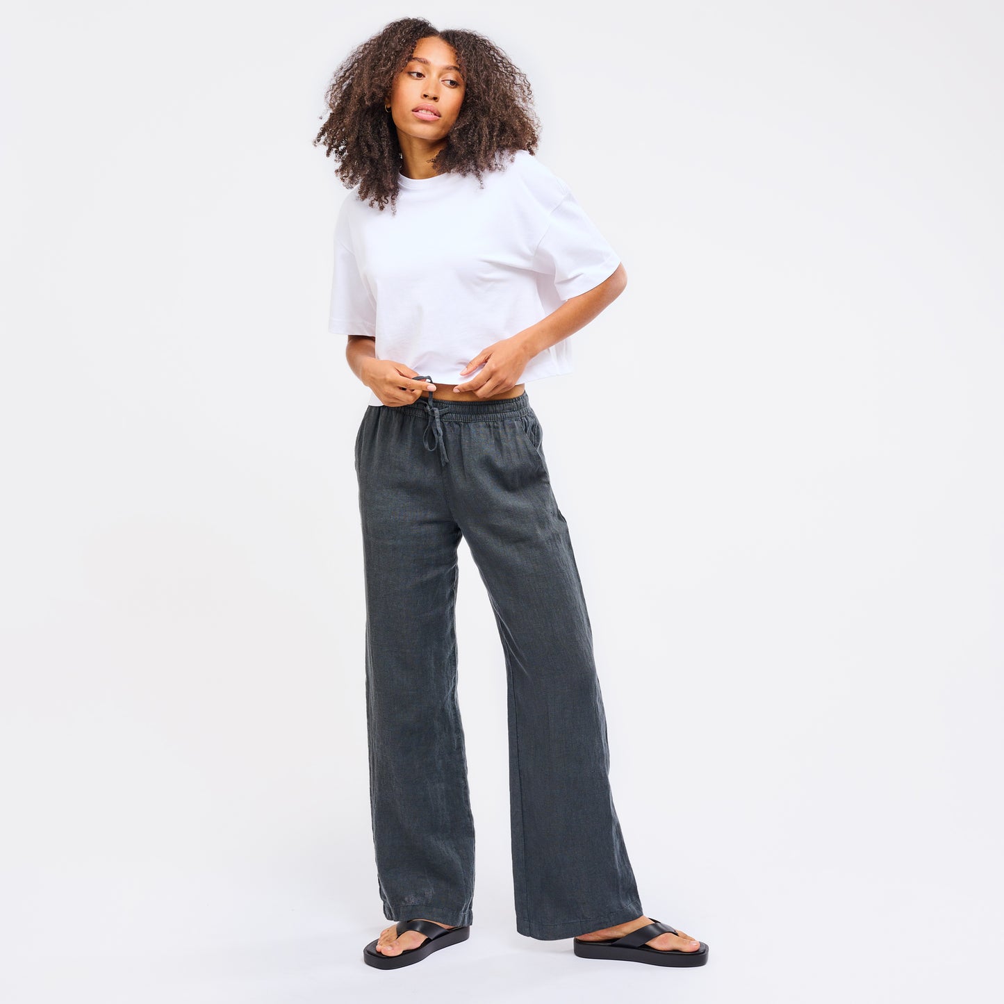 Leinenhose Damen Cozy Anthrazit