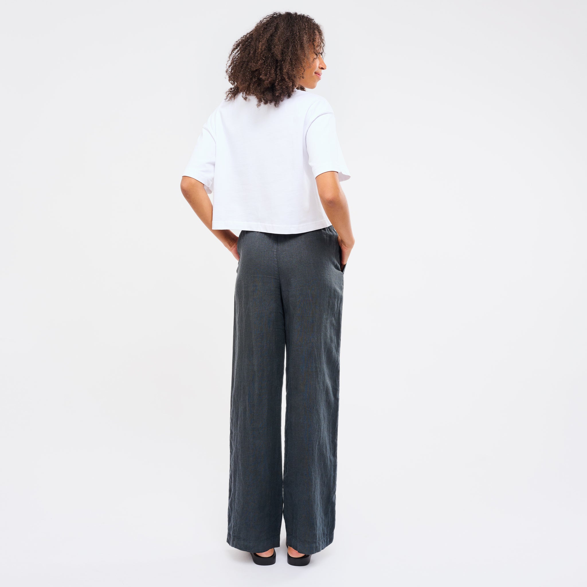 Leinenhose Damen Cozy Anthrazit