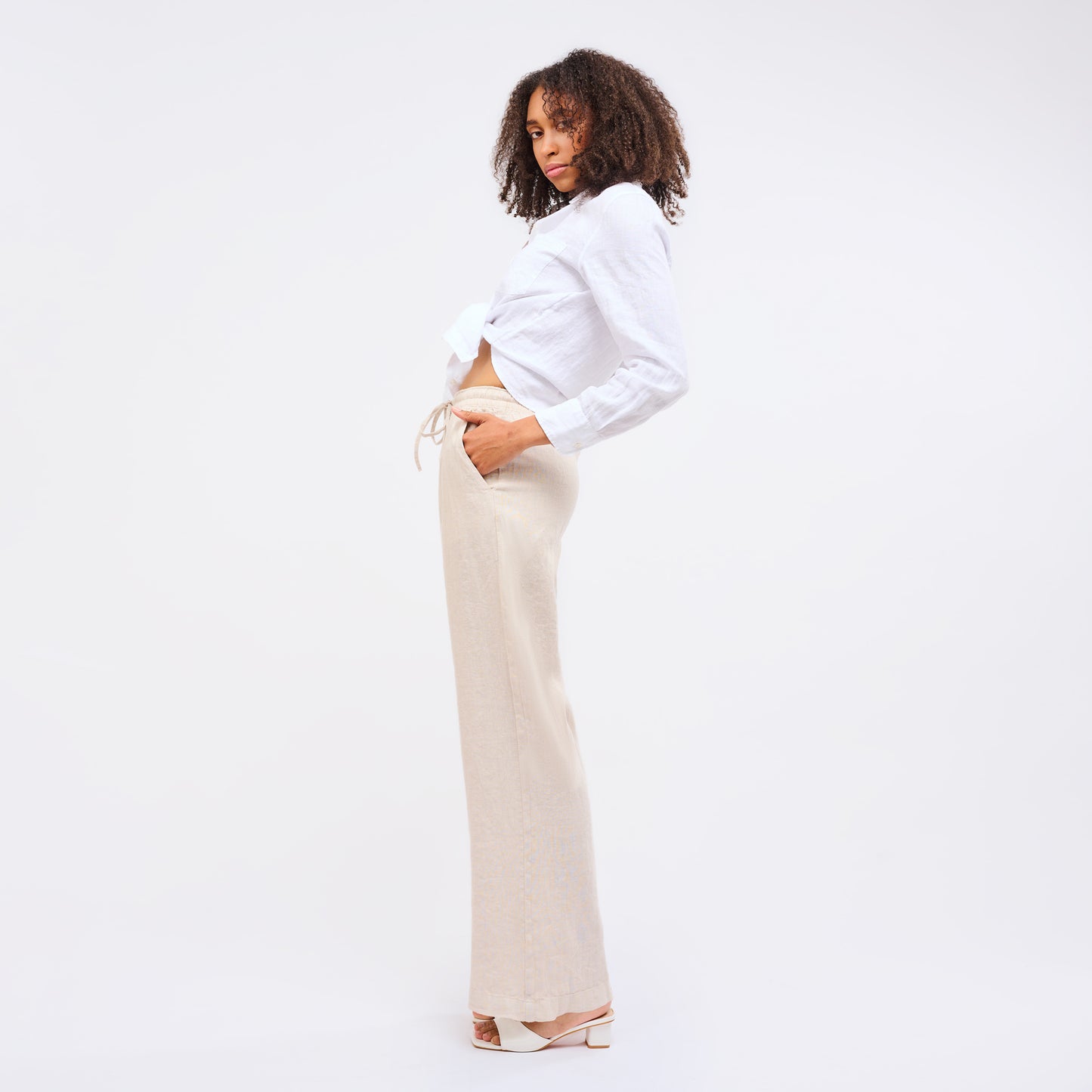 Leinenhose Damen Sand Beige