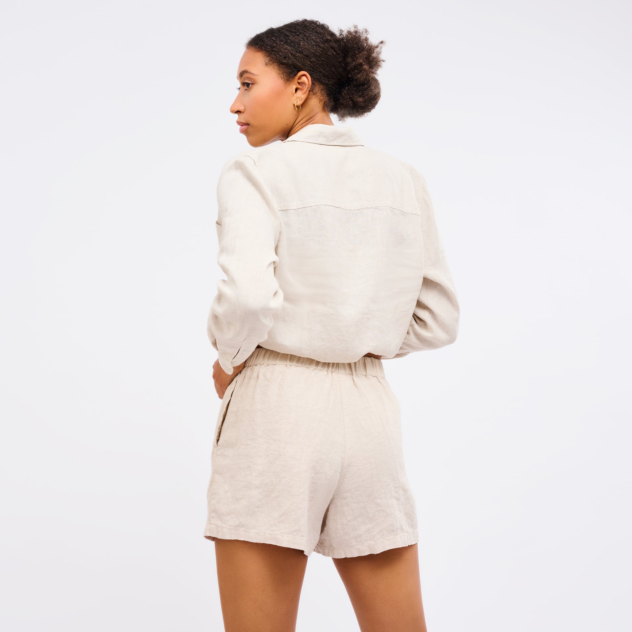 Leinen Shorts Damen Sand