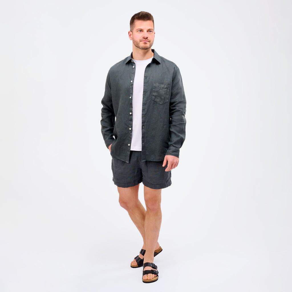 Leinenhemd Herren Cozy Anthrazit
