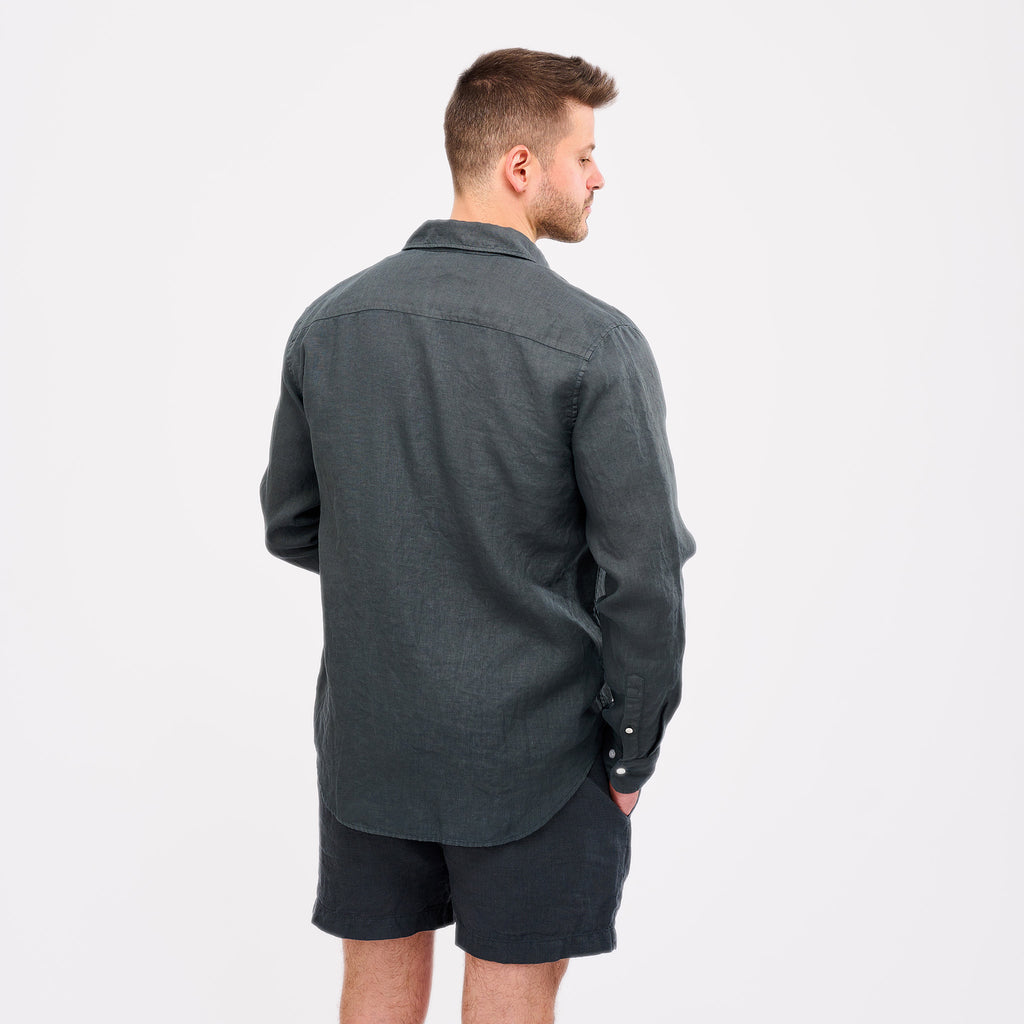 Leinenhemd Herren Cozy Anthrazit