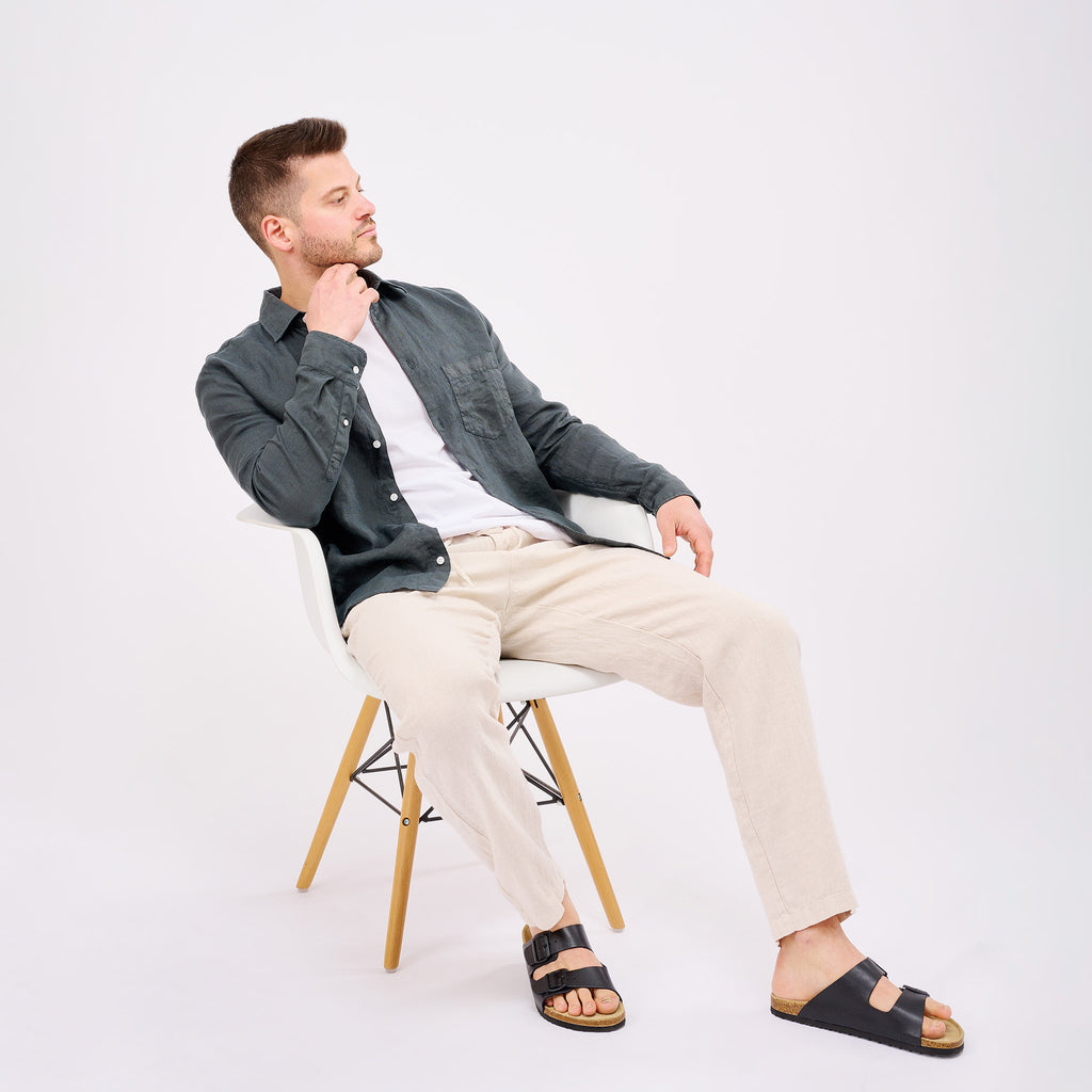 Leinenhemd Herren Cozy Anthrazit