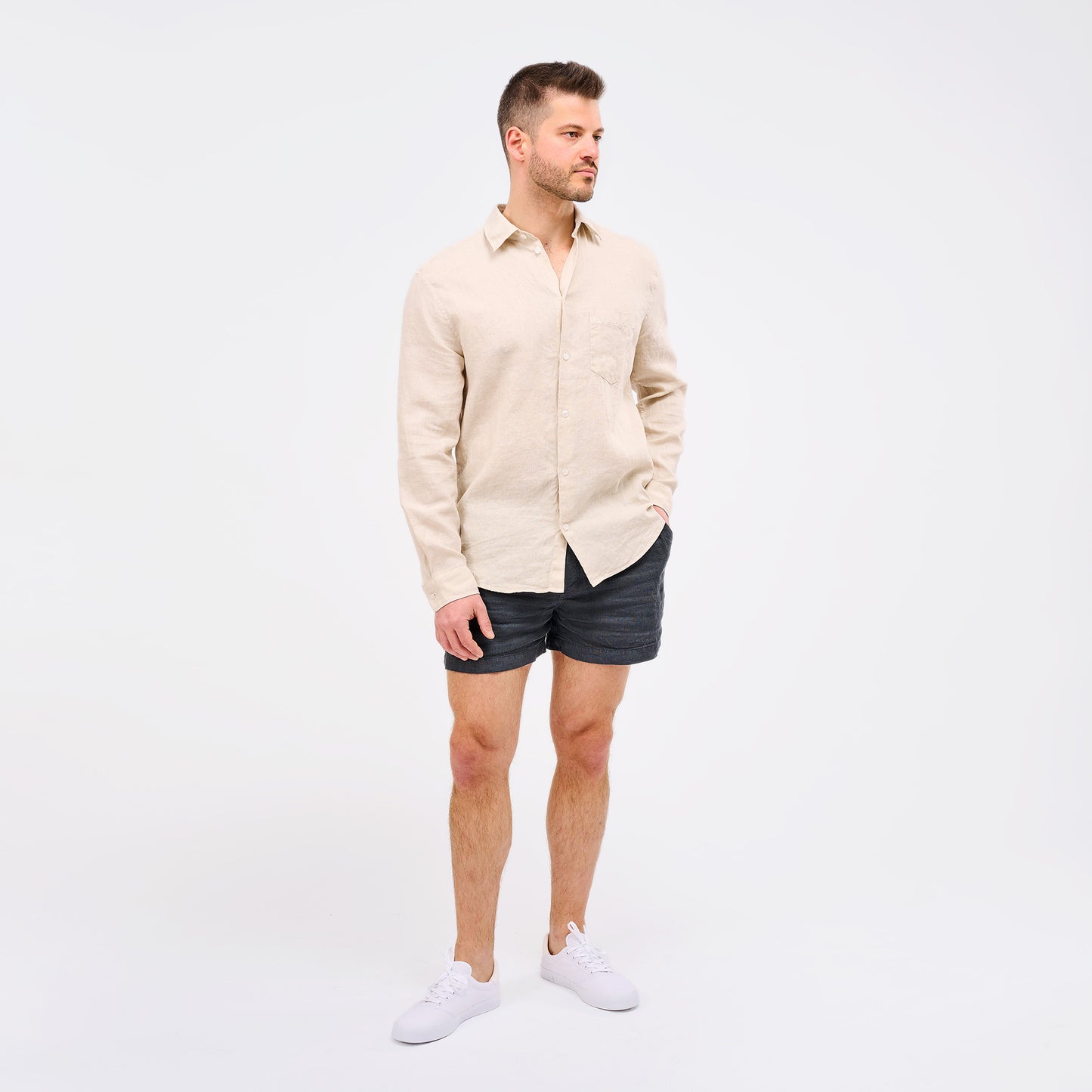Leinenhemd Herren Sand