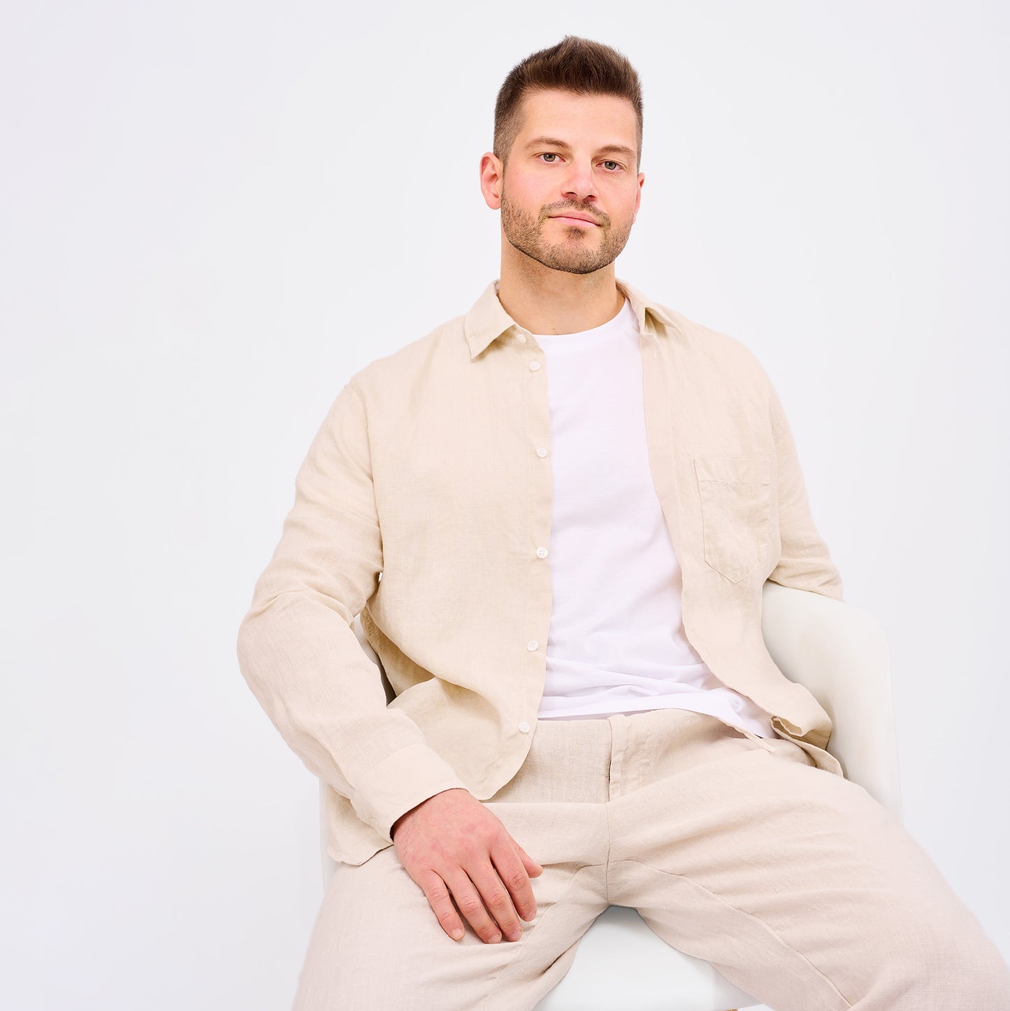 Leinenhemd Herren Sand