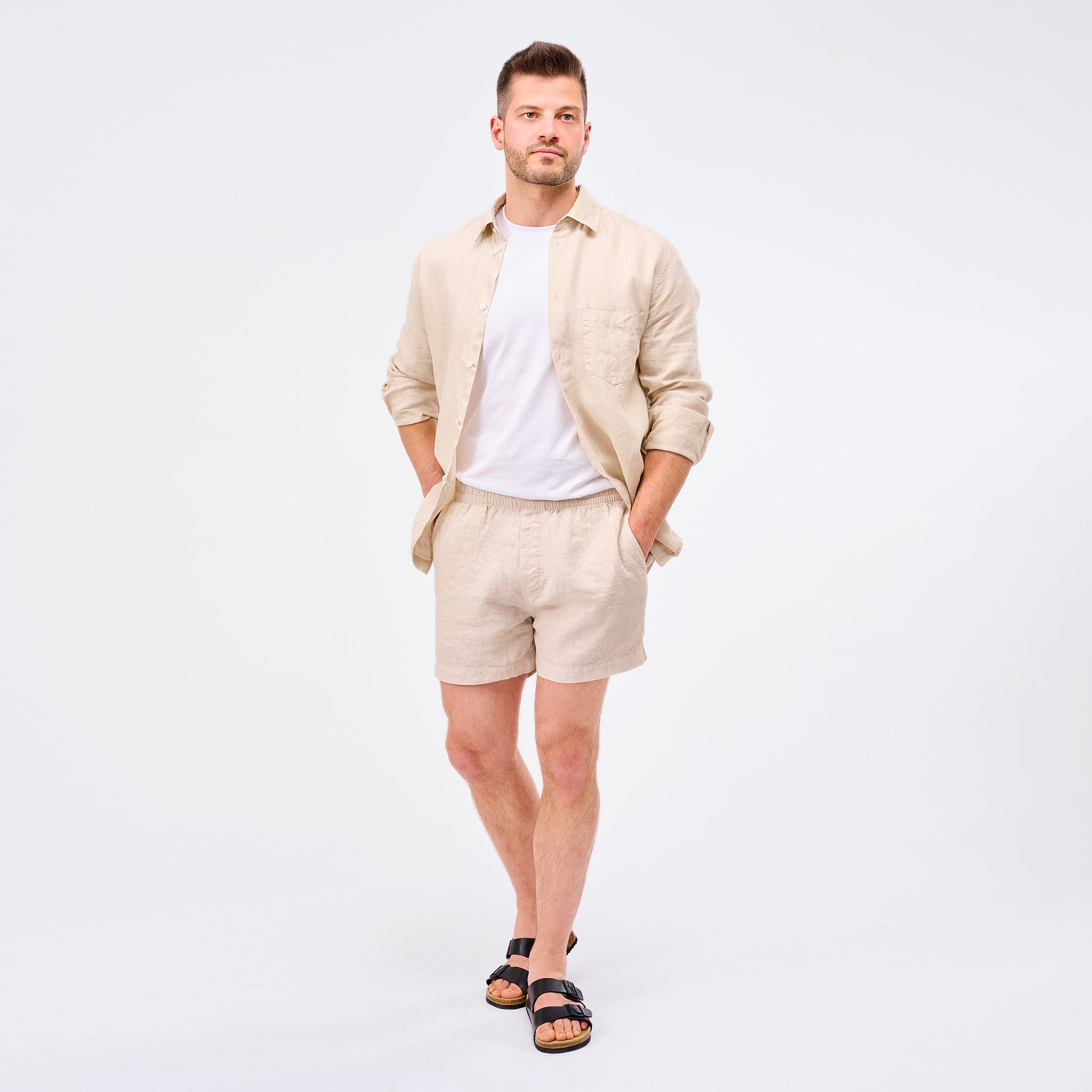 Leinen Shorts Herren Sand