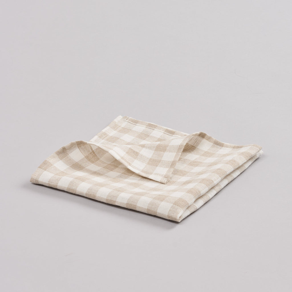Leinen-Servietten Vichy Beige, 4 Stück LEINEREI.com
