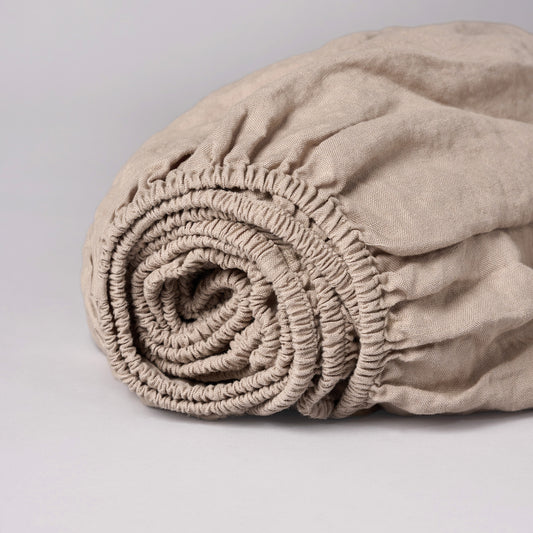 Leinen-Spannbettlaken Finca Taupe