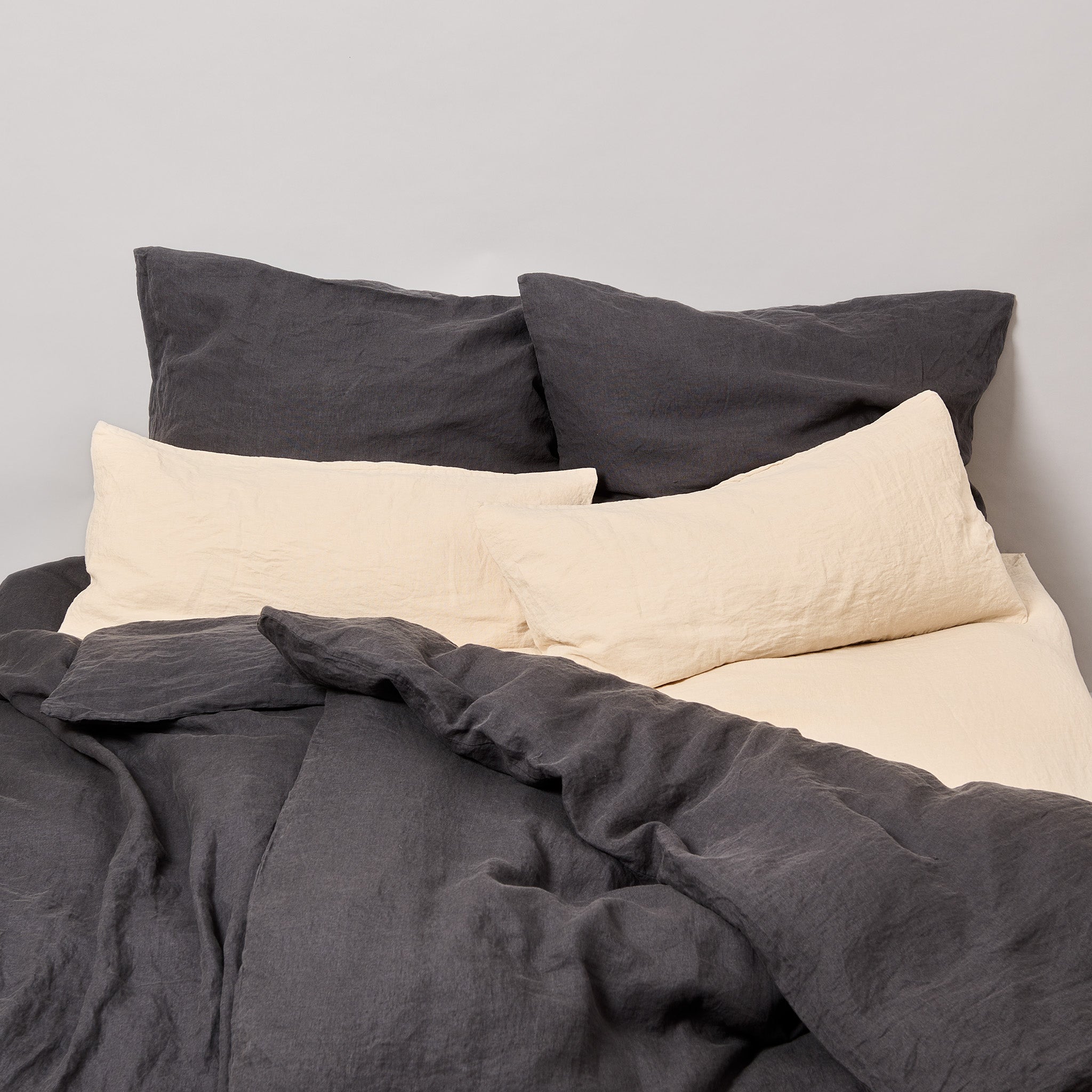 Leinen-Deckenbezug Cozy Anthrazit