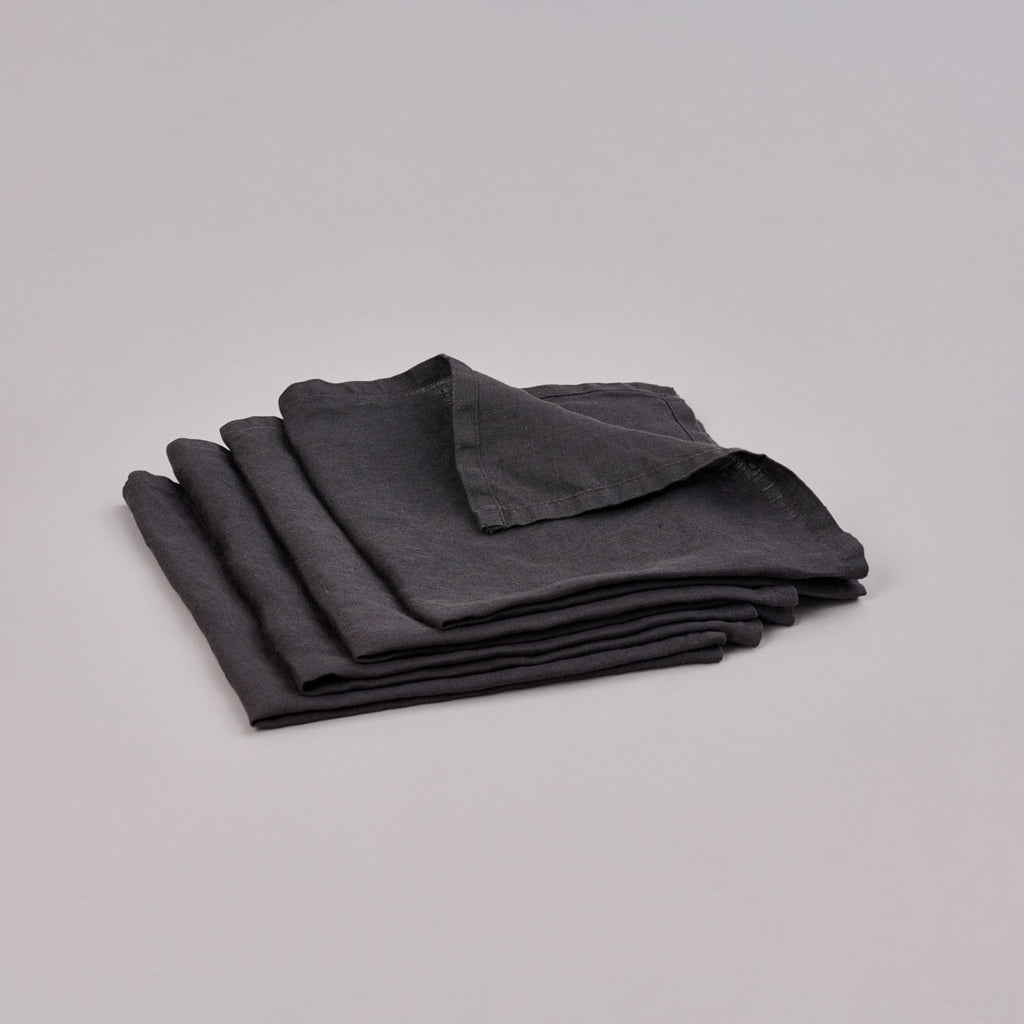 Leinen-Servietten Cozy Anthrazit, 4 Stück