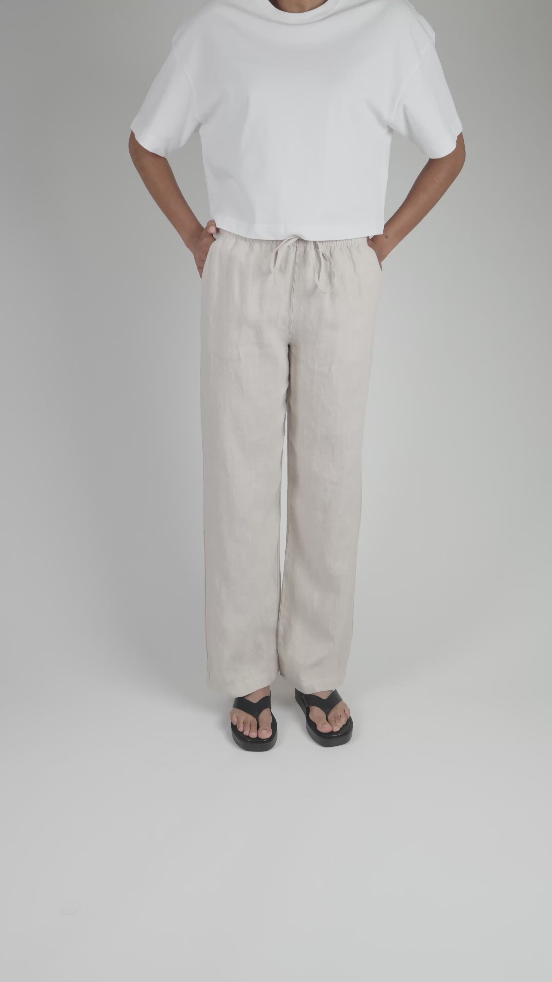 Leinenhose Damen Sand Beige