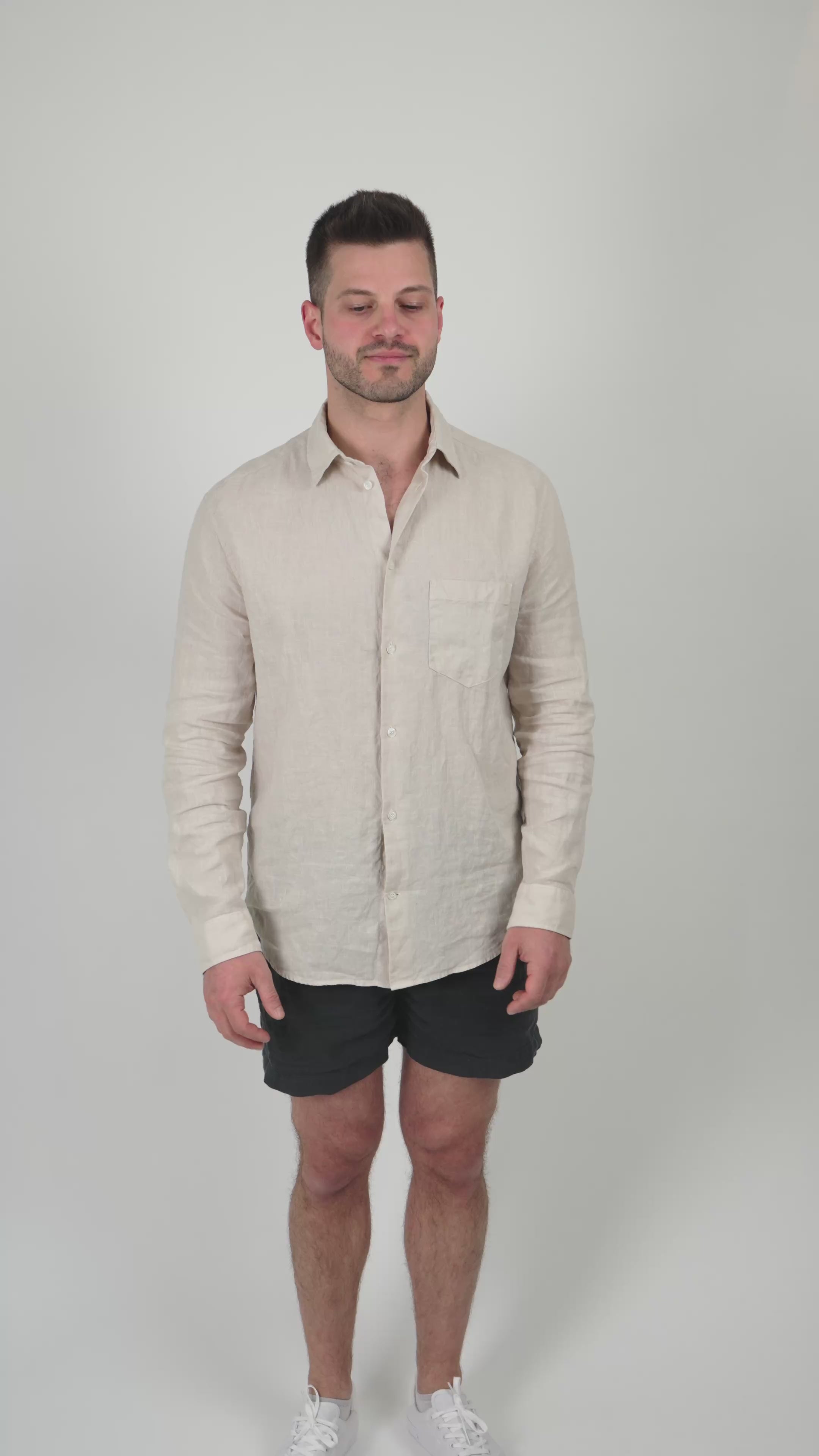 Leinenhemd Herren Sand