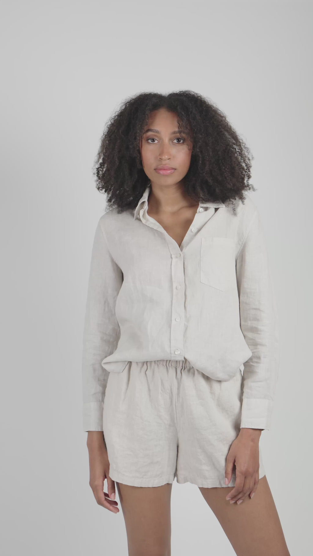 Leinen Shorts Damen Sand