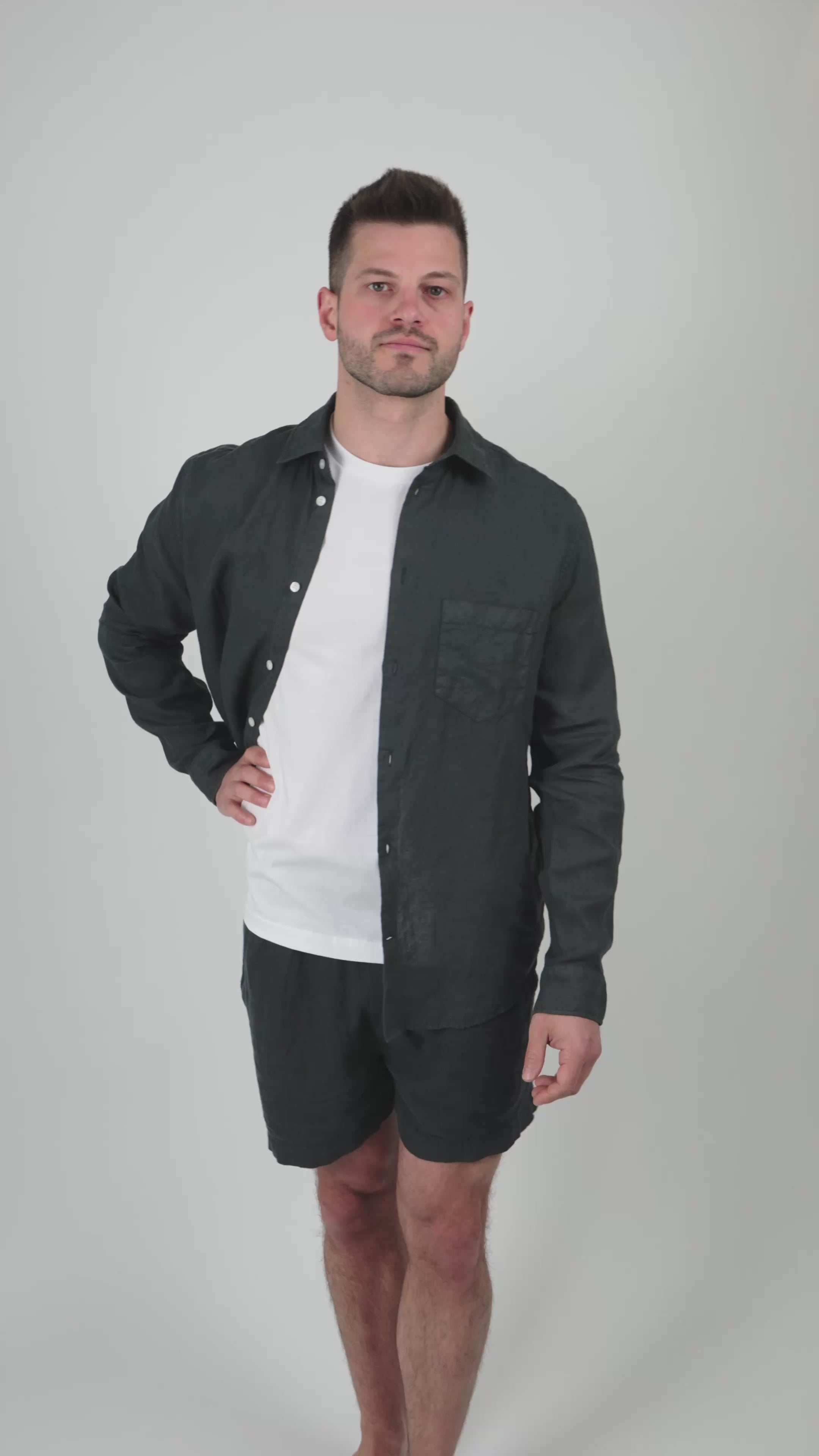 Leinenhemd Herren Cozy Anthrazit