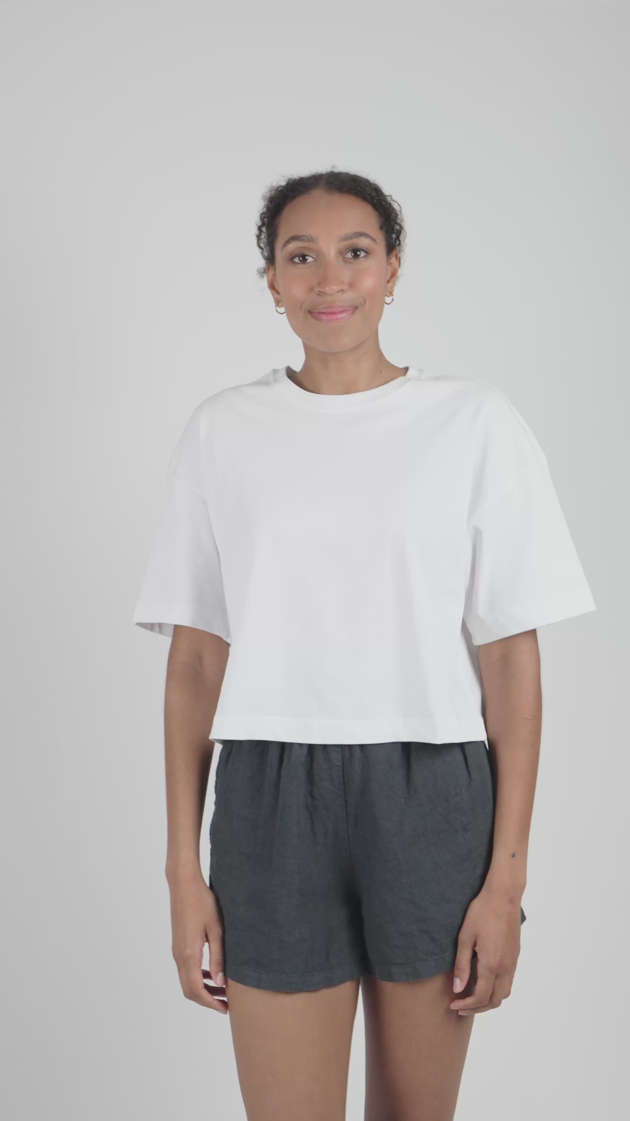 Leinen Shorts Damen Cozy Anthrazit