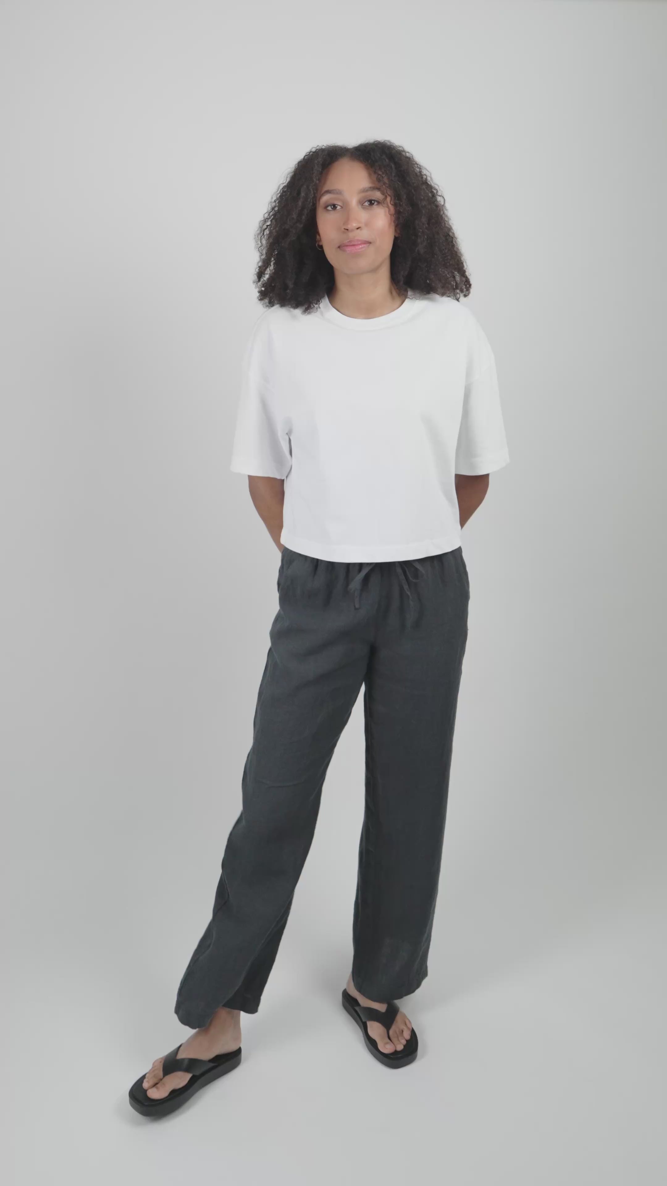 Leinenhose Damen Cozy Anthrazit